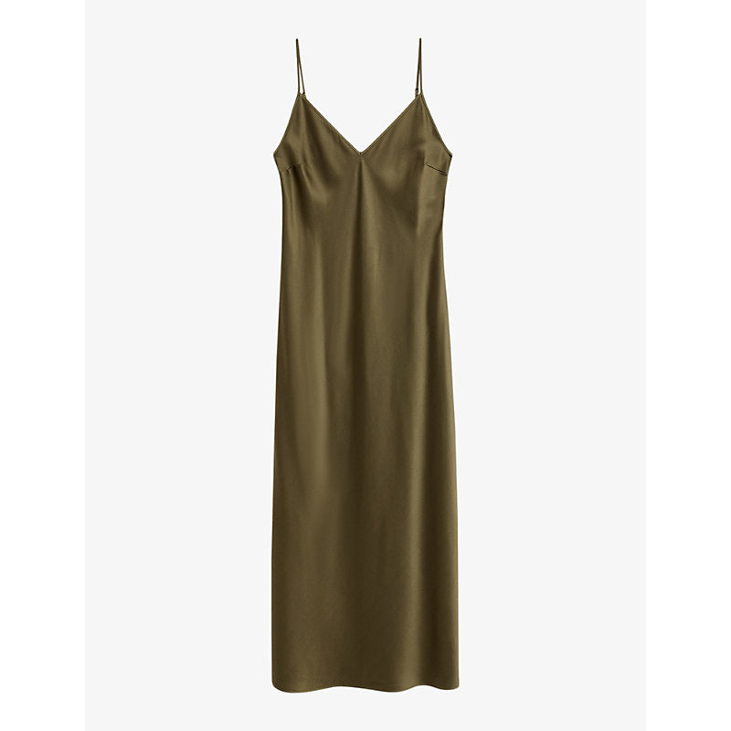 Joseph Clea V-neck bias-cut silk midi dress | JOSEPH