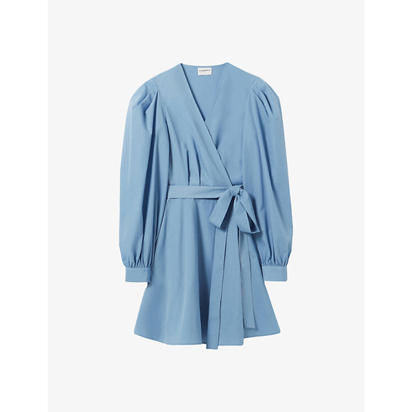 Claudie Pierlot Wrap-front puff-sleeve woven mini dress | CLAUDIE PIERLOT