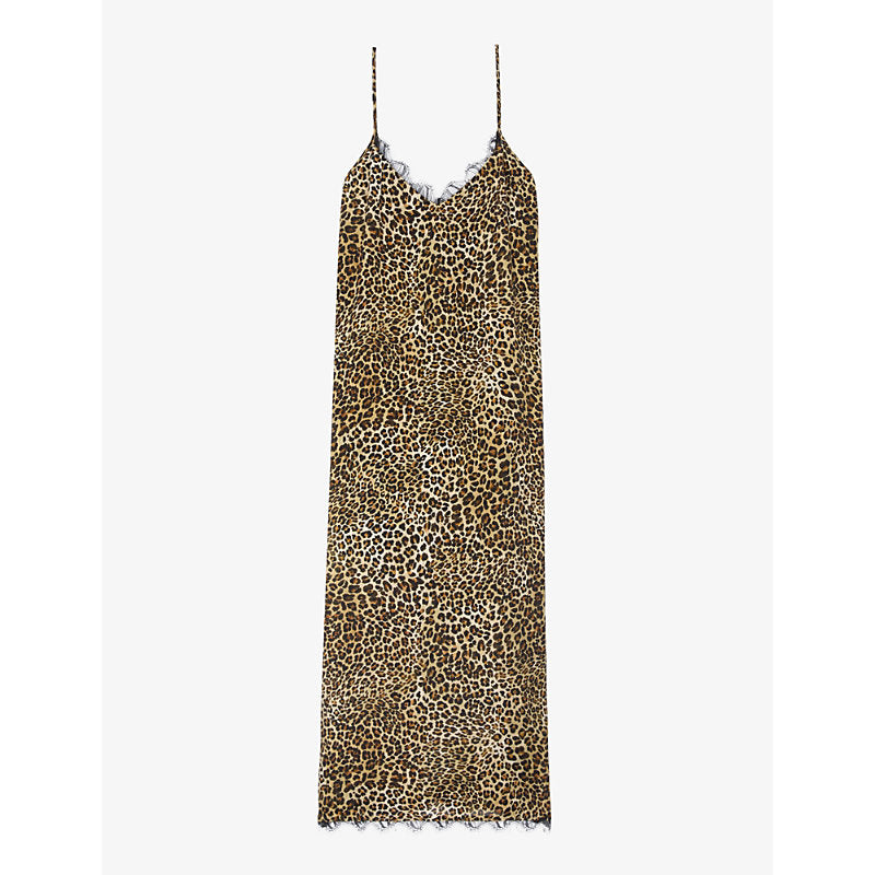 The Kooples Leopard-print lace-trim woven maxi dress | THE KOOPLES