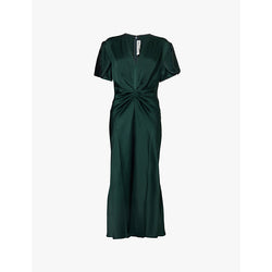 Victoria Beckham V-neck tulip-sleeves satin midi dress | VICTORIA BECKHAM