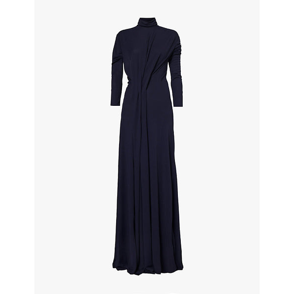 Victoria Beckham Draped high-neck woven-blend maxi dress | VICTORIA BECKHAM