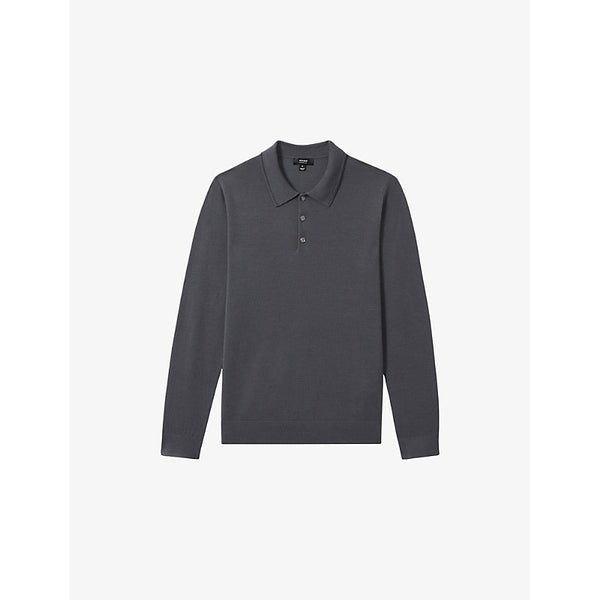 Reiss Trafford Long-Sleeved Wool Polo Shirt