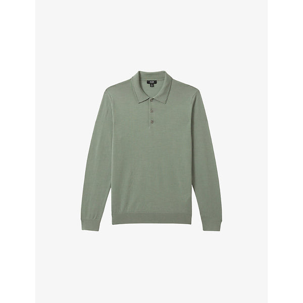 Reiss Trafford Long-Sleeved Wool Polo Shirt