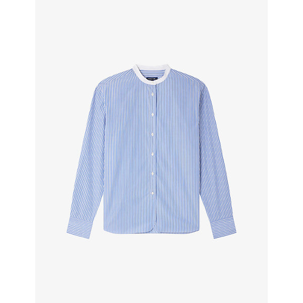  Soeur Bermudes contrast-collar striped cotton shirt