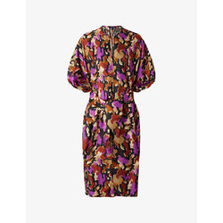 Soeur Alger graphic-print relaxed-fit silk midi dress | SOEUR