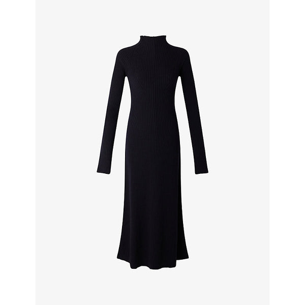 Soeur Beatrice long-sleeve high-neck wool knitted midi dress