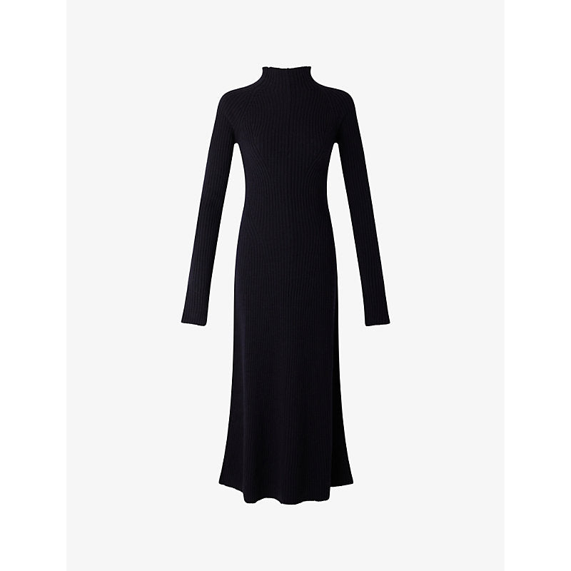 Soeur Beatrice long-sleeve high-neck wool knitted midi dress | SOEUR