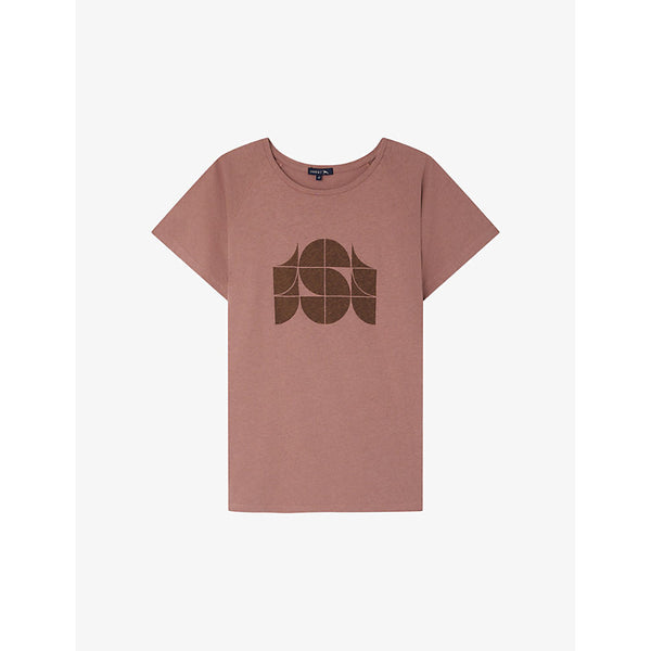 Soeur Val monogram organic-cotton and linen jersey T-shirt