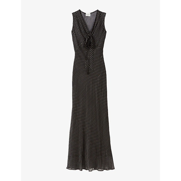 Claudie Pierlot Sheer polka-dot woven maxi dress | CLAUDIE PIERLOT