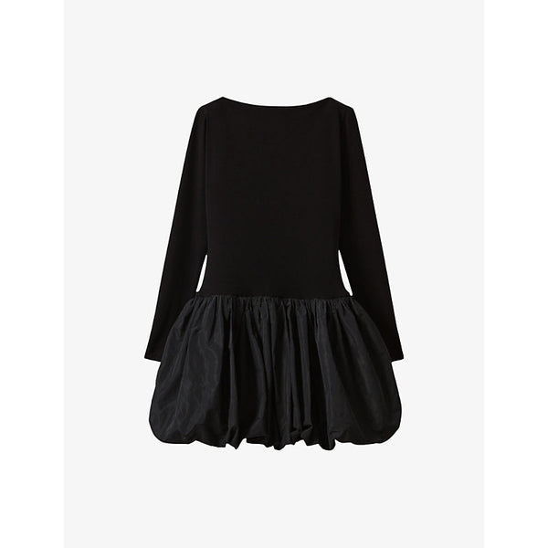 Claudie Pierlot Round-neck puff-skirt woven mini dress | CLAUDIE PIERLOT