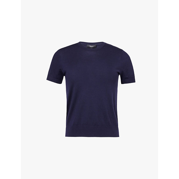  Theory Round-neck ribbed wool-blend top