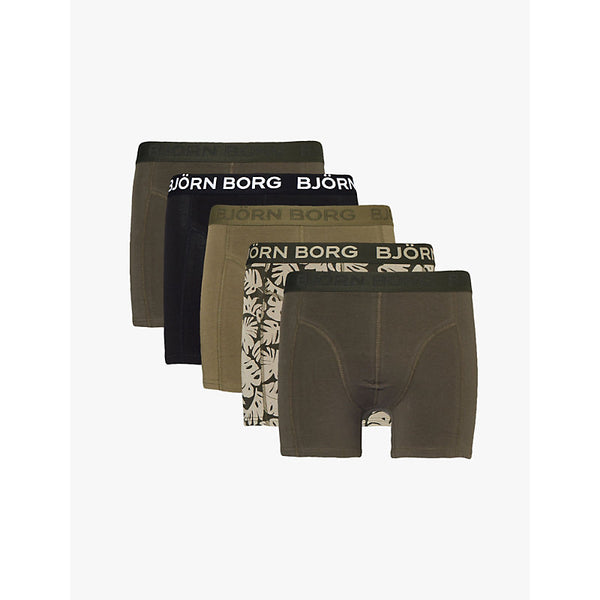  Bjorn Borg Pack of five logo-waistband stretch-cotton boxers