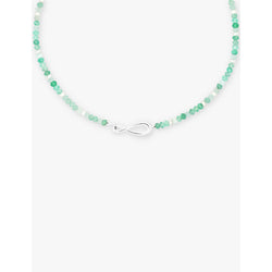  Astrid & Miyu Dolce rhodium plated-brass, amazonite and chrysoprase beaded necklace