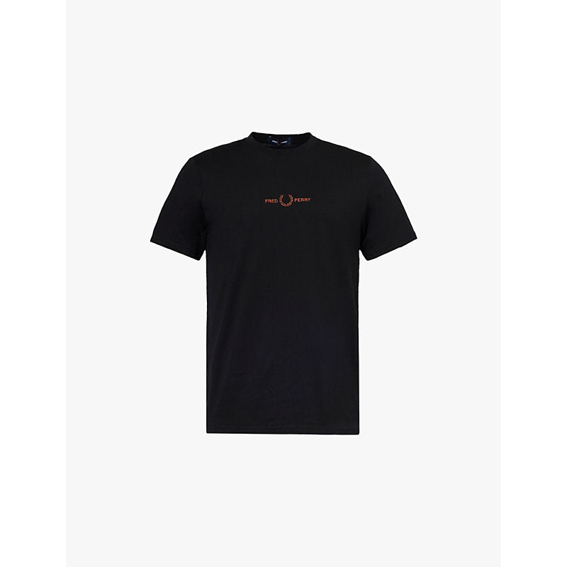  Fred Perry Brand-embroidery crew-neck regular-fit cotton-jersey T-shirt