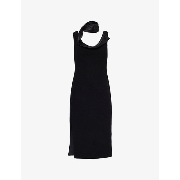 Givenchy Swallow-collar scoop-neck wool-blend boucle midi dress