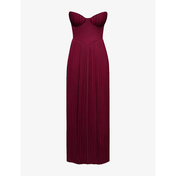 House of CB Marcella pleated woven maxi dress