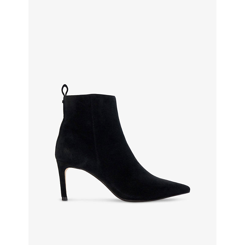 Dune Obsessively logo-badge stiletto-heel suede ankle boots | Dune