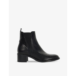 Dune Pouring croc-embossed heeled leather ankle boots