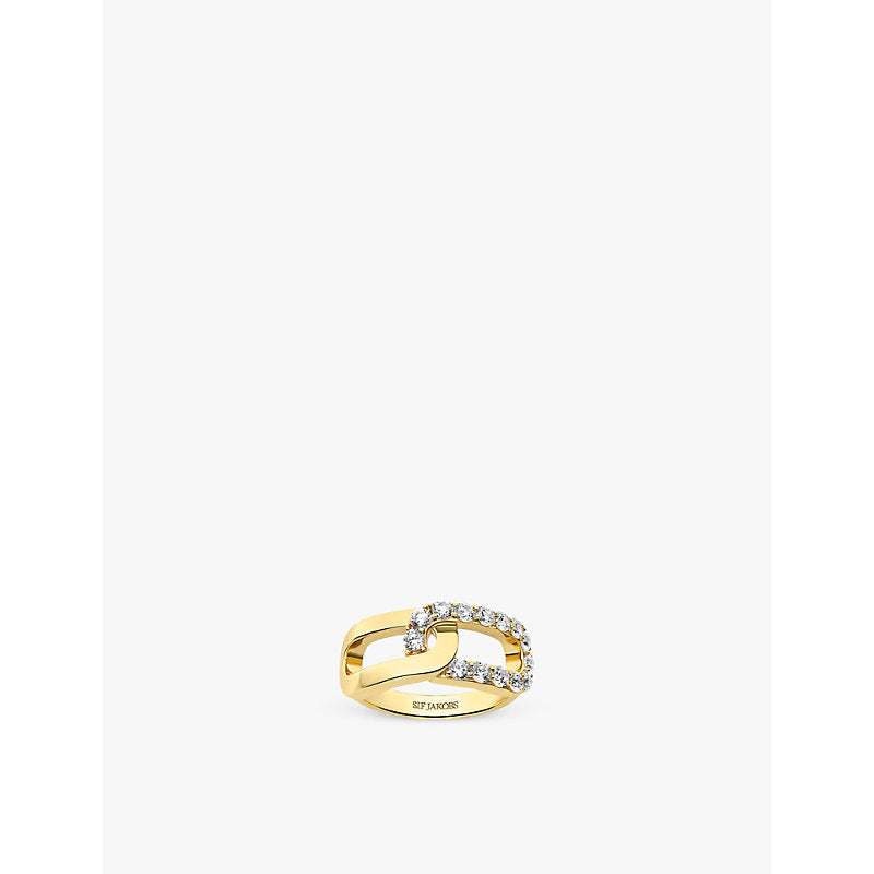 Sif Jakobs Capizzi Due 18ct yellow gold-plated sterling silver and zirconia ring