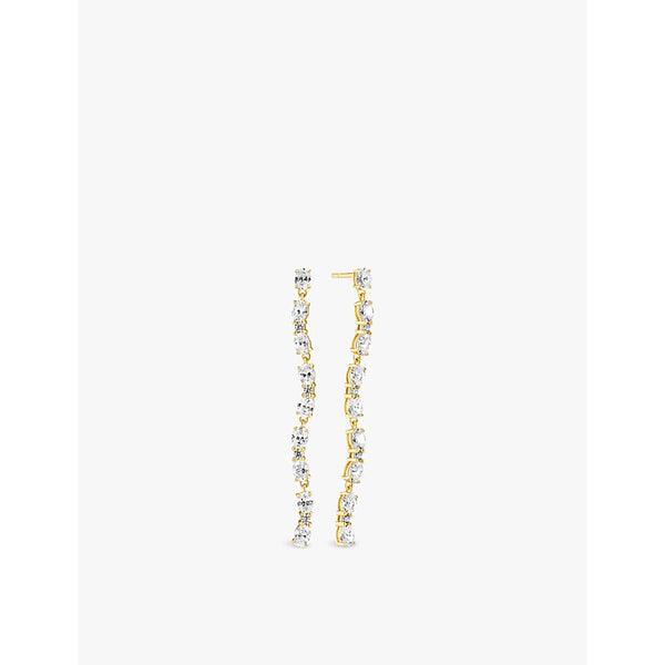 Sif Jakobs Ellera Ovale Tredici 18ct yellow gold-plated sterling silver and zirconia drop earrings