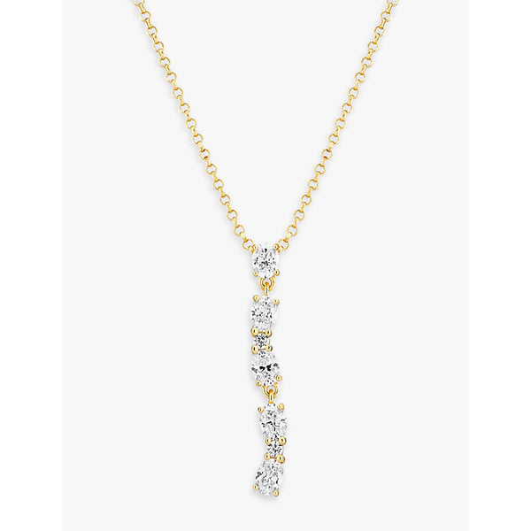 Sif Jakobs Ellera Ovale Lungo 18ct yellow gold-plated sterling silver and zirconia pendant necklace