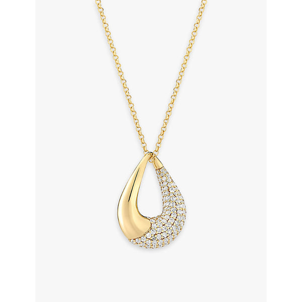 Sif Jakobs 18ct yellow gold-plated sterling silver and zirconia pendant necklace