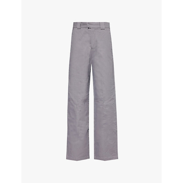  House Of Sunny Worker logo-embroidery straight-leg cotton-canvas trousers