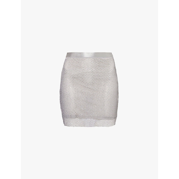 Amy Lynn Net rhinestone-embellishment woven mini skirt