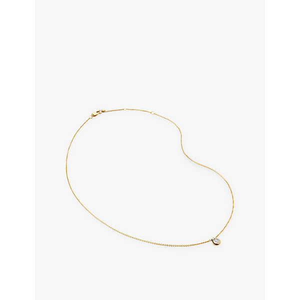 Monica Vinader Solitaire Pear 18ct yellow gold-plated vermeil sterling-silver and 0.06ct lab-grown diamond necklace