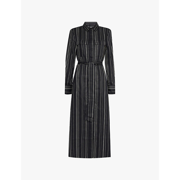 Me And Em Stripe-print long-sleeves woven maxi dress