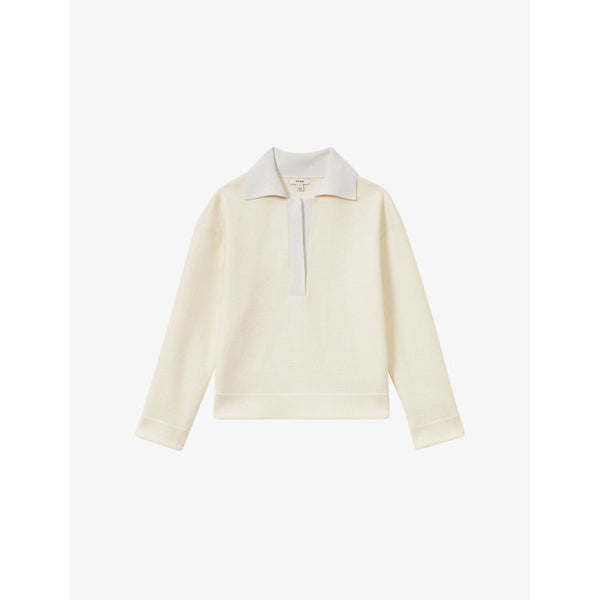 Reiss Amy Open-Placket Wool-Cotton Blend Shirt