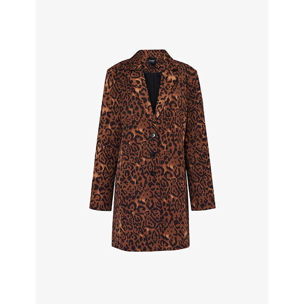  Reformation x Laura Harrier Eleonore leopard pattern stretch-woven jacket