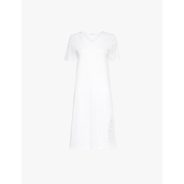  Hanro V-neck short-sleeve cotton-jersey night dress