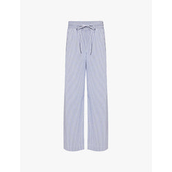  Frame Stripe high-rise wide-leg cotton-blend trousers