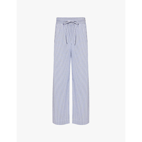 Womens Frame Stripe high-rise wide-leg cotton-blend trousers