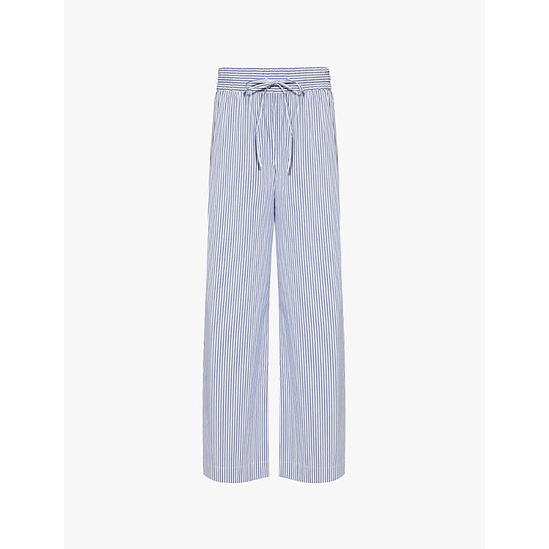 Womens Frame Stripe high-rise wide-leg cotton-blend trousers