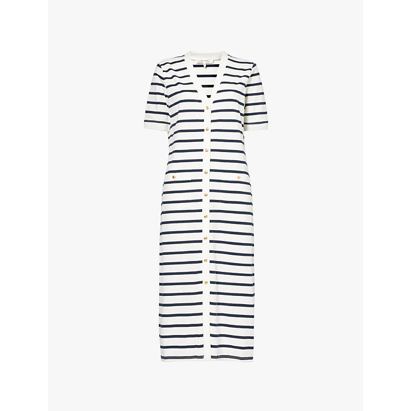 Frame Henley Button Up short-sleeve organic cotton-jersey midi dress | FRAME