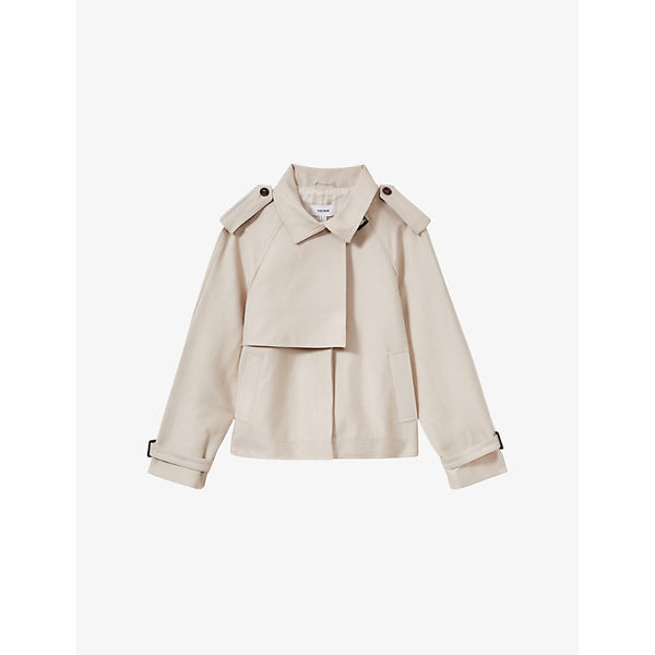 Reiss Mila Cropped Woven Trench Coat