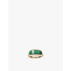 Womens Apm Monaco 18ct yellow-gold plated yellow-alloy malachite and cubic zirconia ring