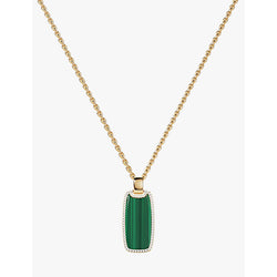  Apm Monaco Lagoon Medal 18ct yellow gold-plated metal alloy, cubic zirconia and malachite pendant necklace