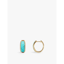  Apm Monaco Lagoon Hoop 18ct yellow gold-plated metal alloy, cubic zirconia and turquoise earrings