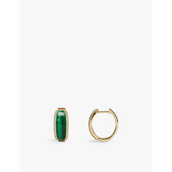  Apm Monaco Lagoon Hoop 18ct yellow gold-plated metal alloy, cubic zirconia and malachite earrings