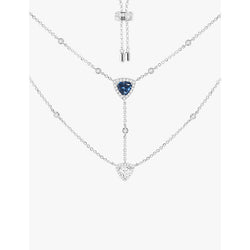  Apm Monaco Triangle Double Chain sterling-silver and cubic zirconia necklace