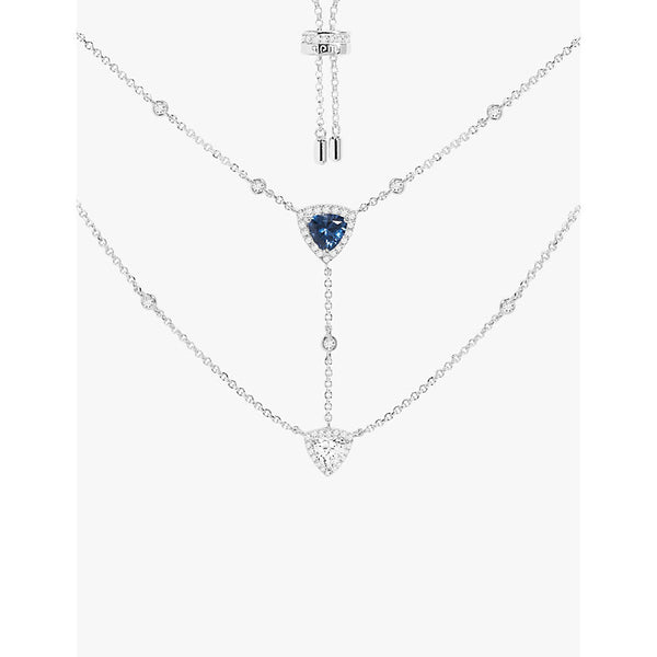  Apm Monaco Triangle Double Chain sterling-silver and cubic zirconia necklace