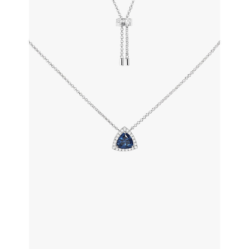  Apm Monaco Triangle Pavé sterling-silver and cubic zirconia pendant necklace