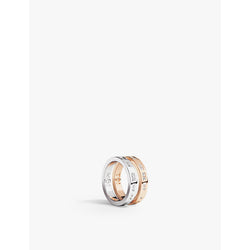  Apm Monaco TOI MOI Morse Code 18ct rose gold-plated metal alloy and cubic zirconia ring