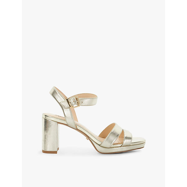 Dune Manifesting metallic block-heel leather sandals