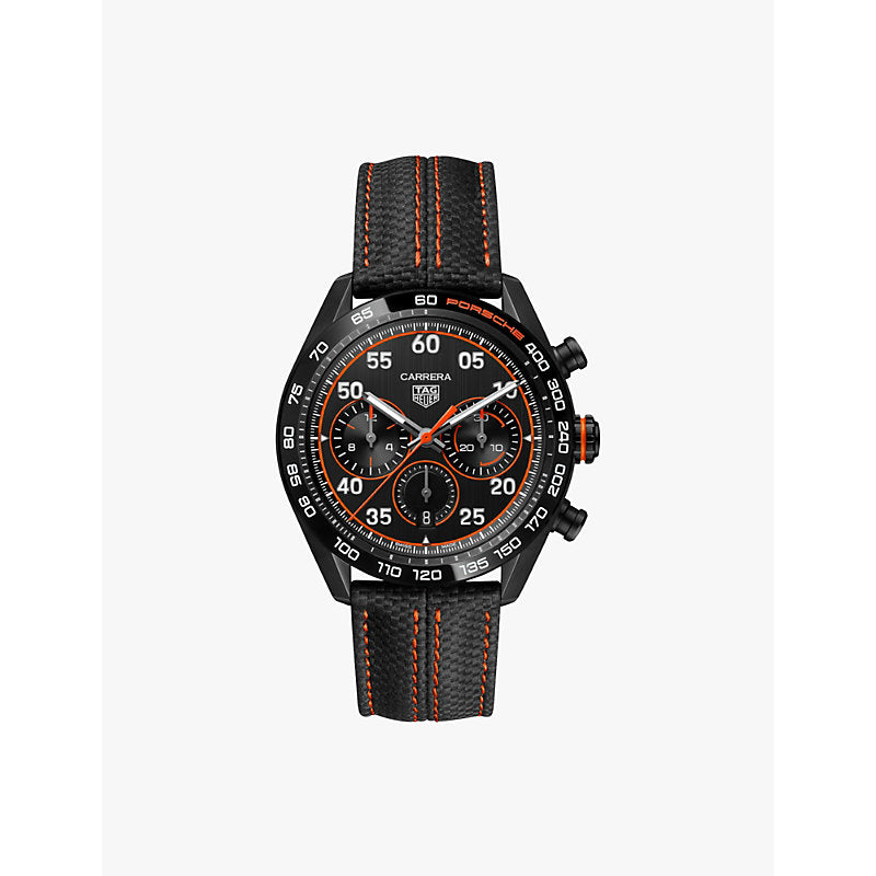 Tag Heuer CBN2A1M.FC6526 Carrera Chronograph x Porsche Orange Racing stainless-steel and leather automatic watch