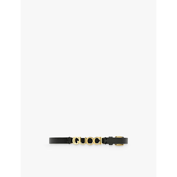  Gucci Logo-script leather bracelet