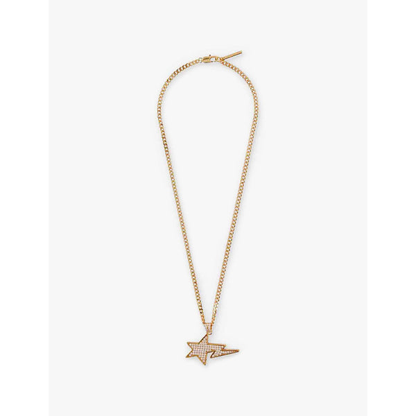  A Bathing Ape Sta lightning-pendant brass necklace